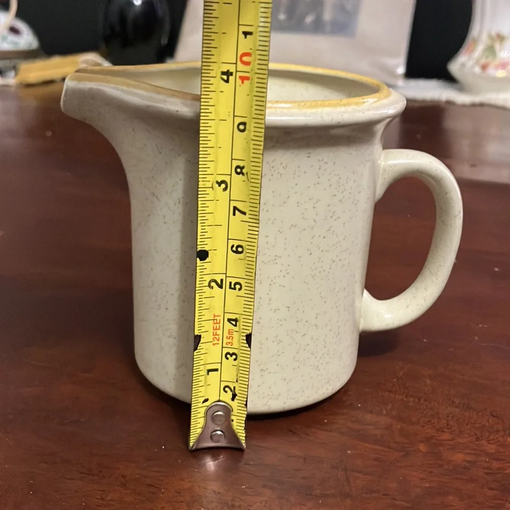 Vintage Hearthside Garden Festival Stoneware Creamer Yellow Rim Speckled Japan